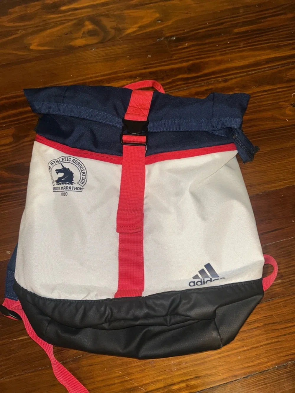adidas Boston Marathon 2020 Navy, White & Red Roll-Top Backpack - Picture 1 of 3